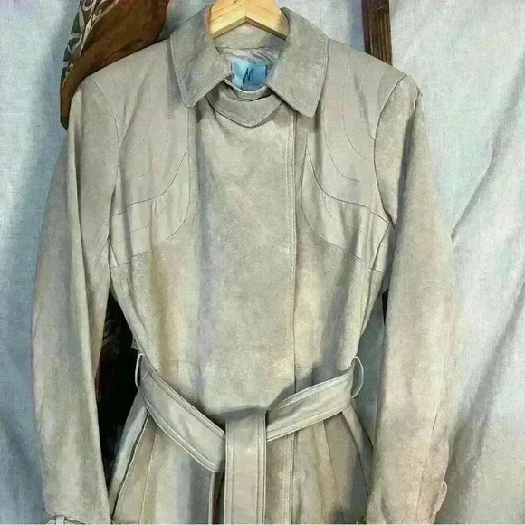 RARE Vintage Marciano Cream Leather Coat Size L - Picture 4 of 12